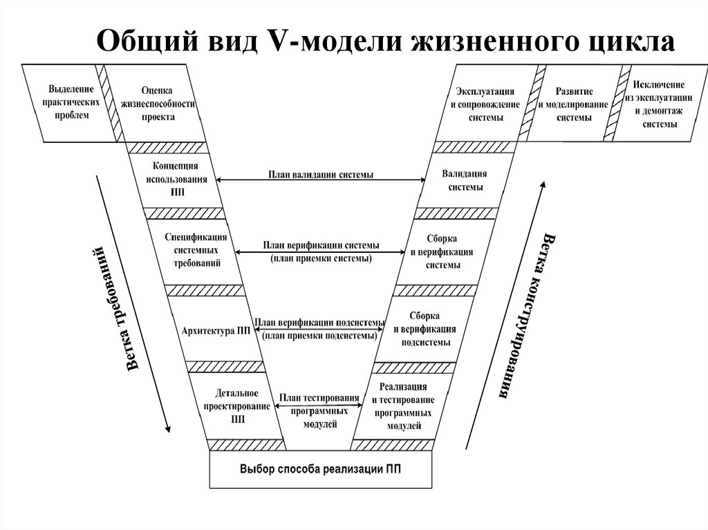 Общий вид V-модели жизненного цикла
