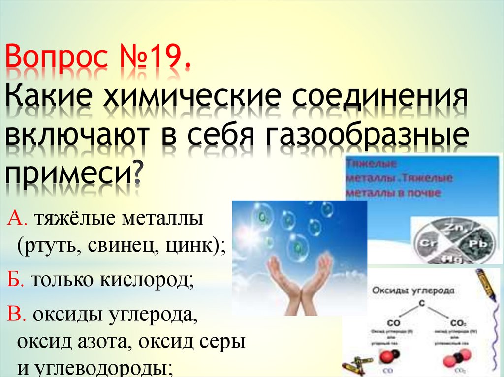 Вопрос №19. Какие химические соединения включают в себя газообразные примеси?