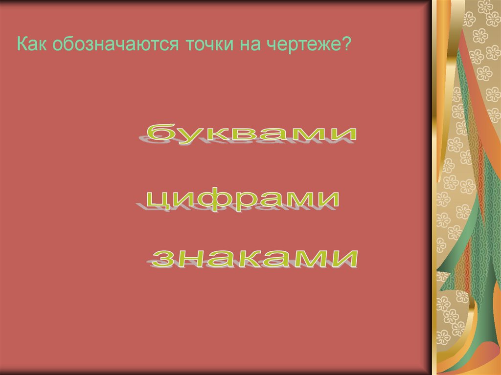 Как обозначаются точки на чертеже?