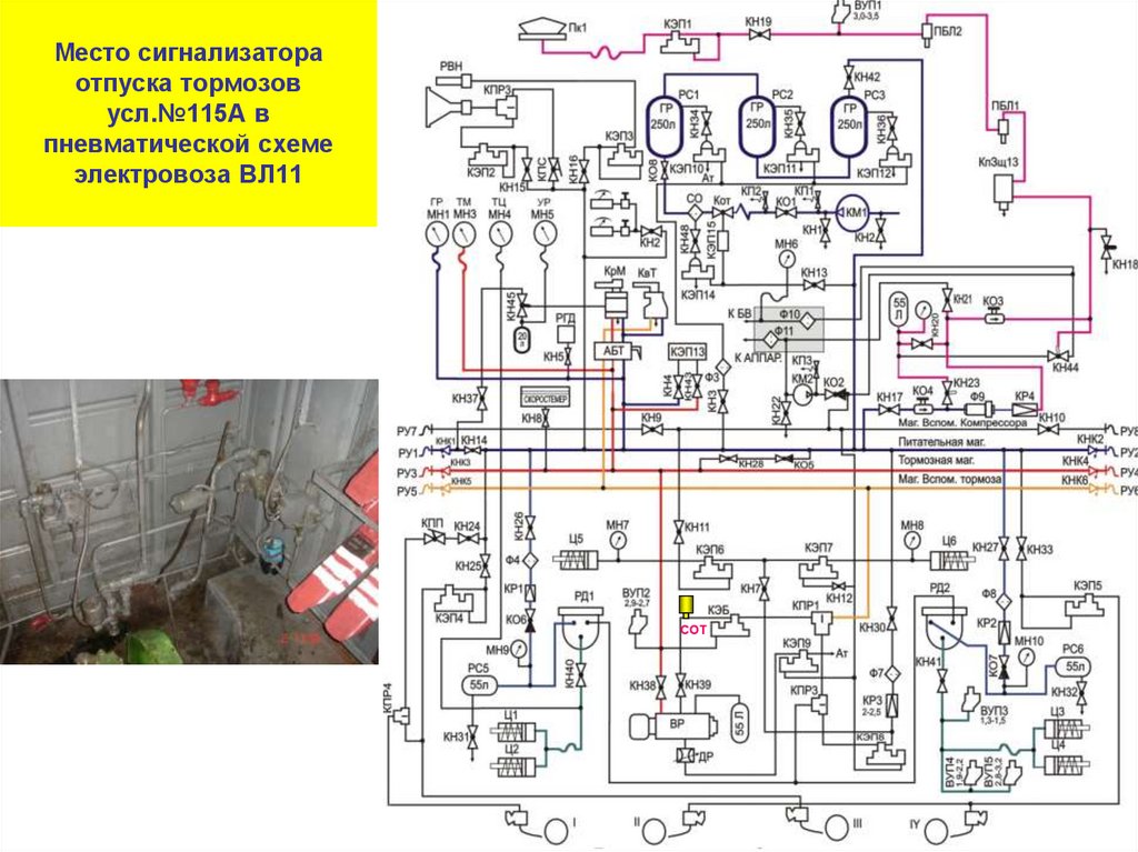Пневматическая схема электровоза вл11