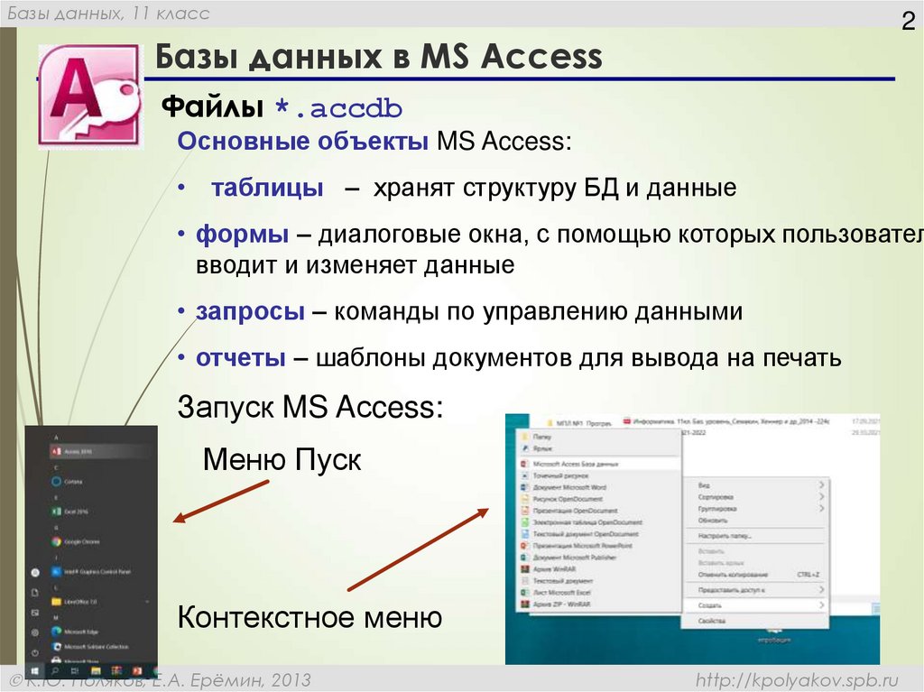 Поли режим. Система управления базами данных 11 класс.