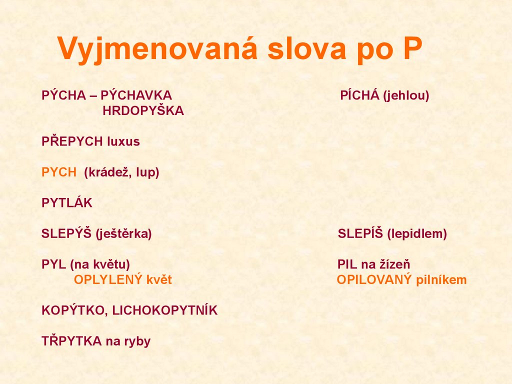 Vyjmenovaná slova po P