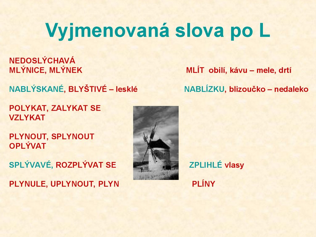 Vyjmenovaná slova po L