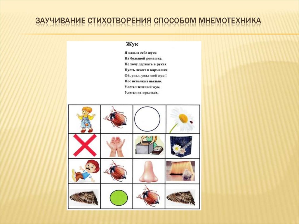 Заучивание стихотворения способом мнемотехника