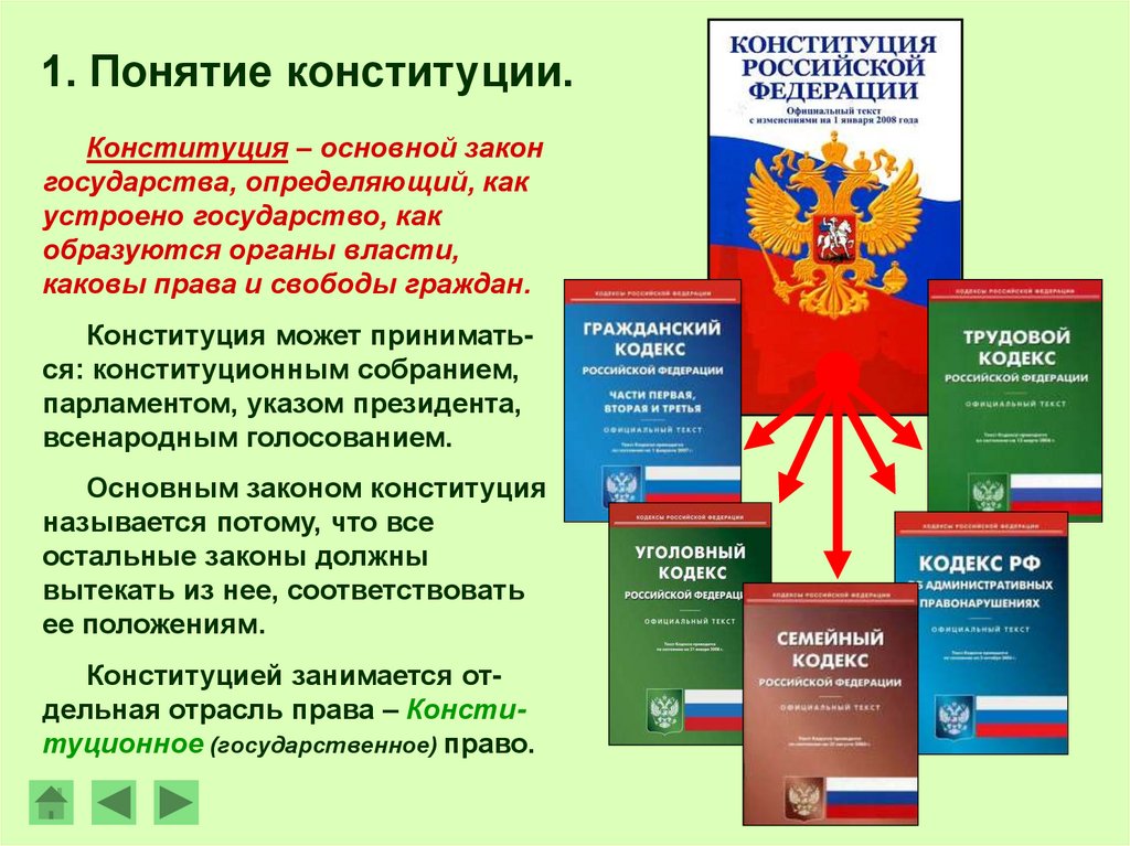 Виды конституций действующих в российской