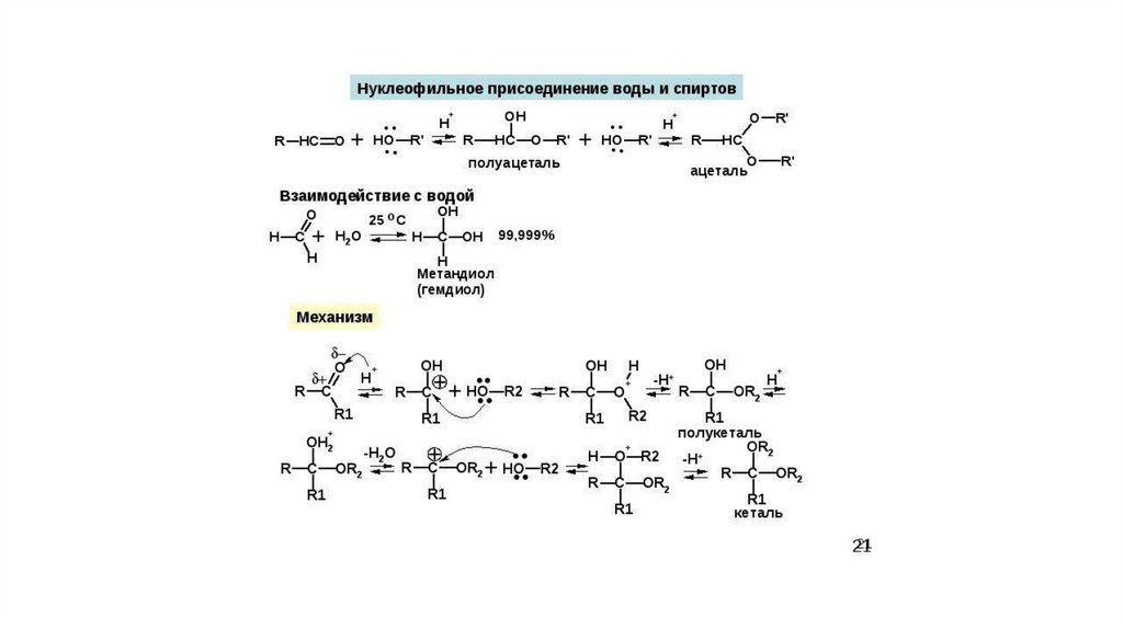 Альдегид с водой реакция. Механизм реакции нуклеофильного присоединения. Реакция нуклеофильного присоединения спиртов. Нуклеофильное присоединение спиртов.
