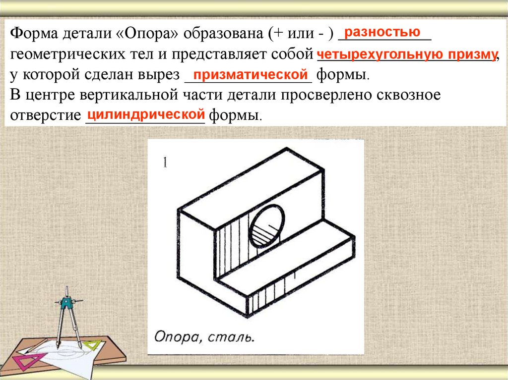 Расположены по форме. Форма детали опора образована........сквозное отверстие. Форма детали опора. Форма детали опора образована геометрических. Форма детали опора сочетание.