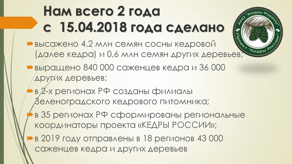 Нам всего 2 года с 15.04.2018 года сделано