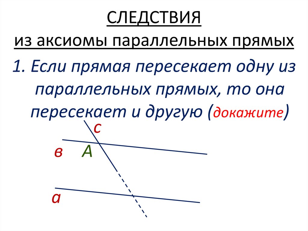 Сформулируйте аксиому параллельности прямых. Аксиома параллельных прямых и ее следствия 7 класс. Следствие Аксиомы параллельных прямых 7.