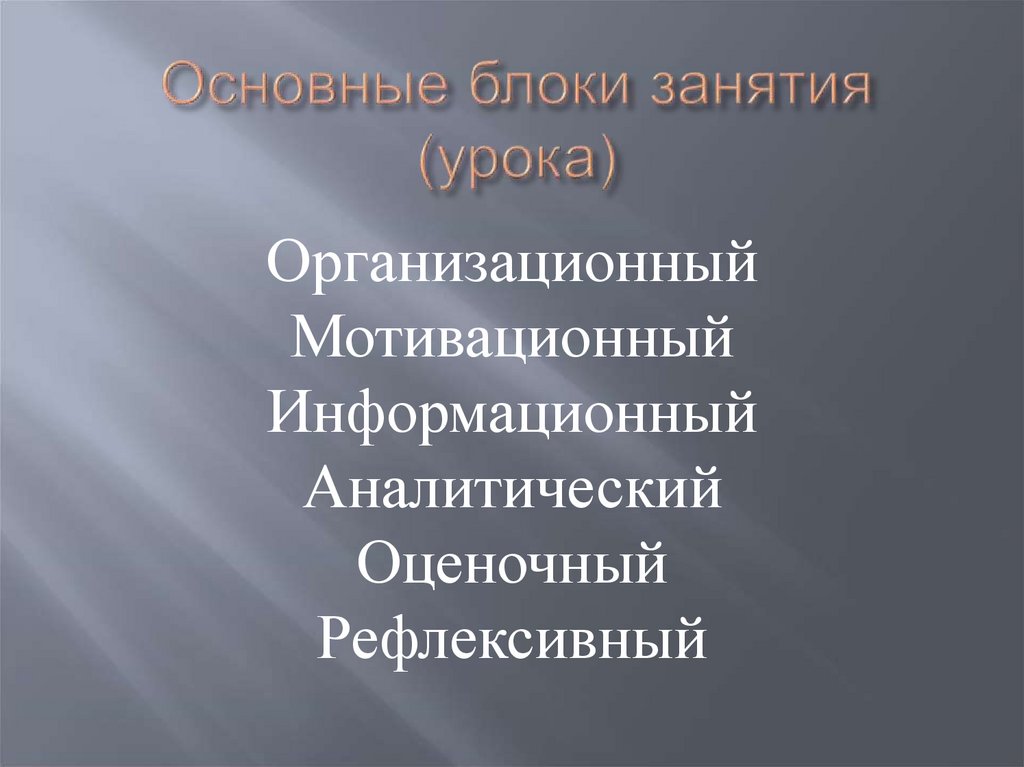 Основные блоки занятия (урока)