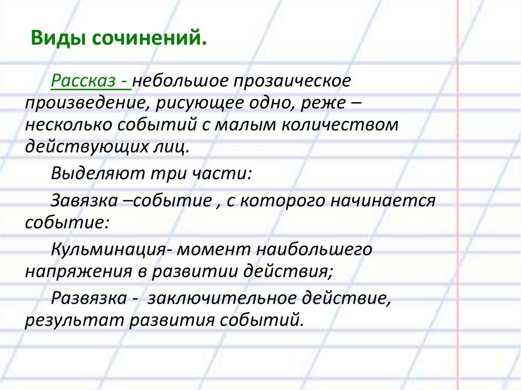 Виды сочинений.