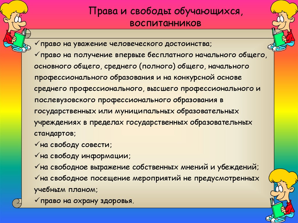 Права и обязанности школьника презентация 4 класс