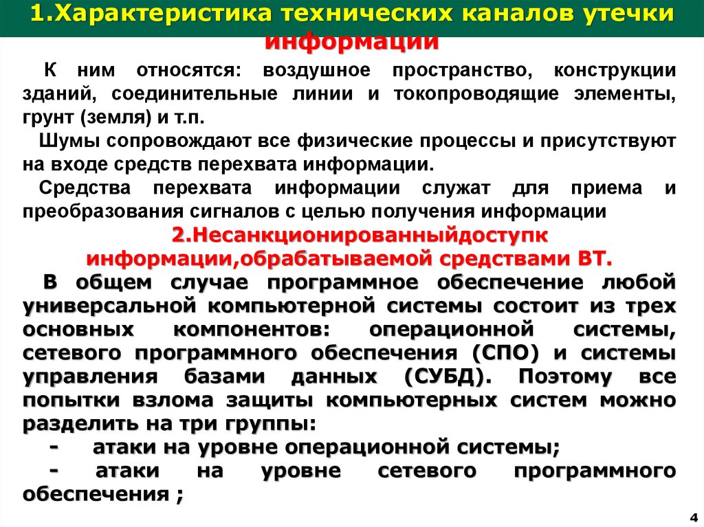 1.Характеристика технических каналов утечки информации