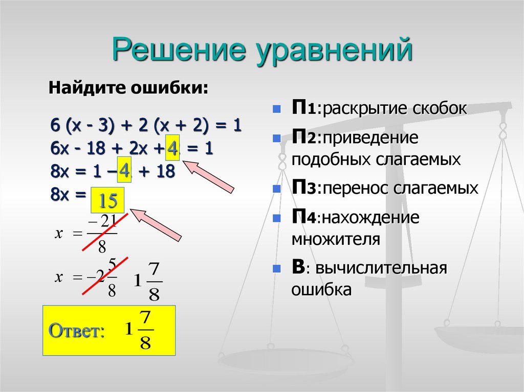 Напишите названия уравнения