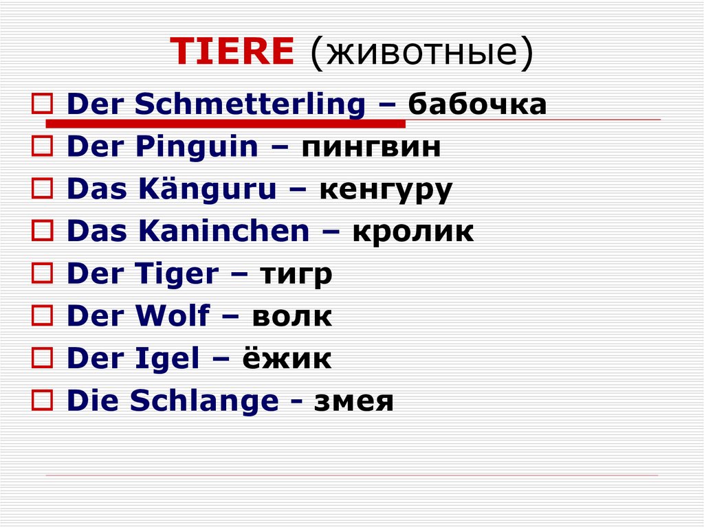 TIERE (животные)