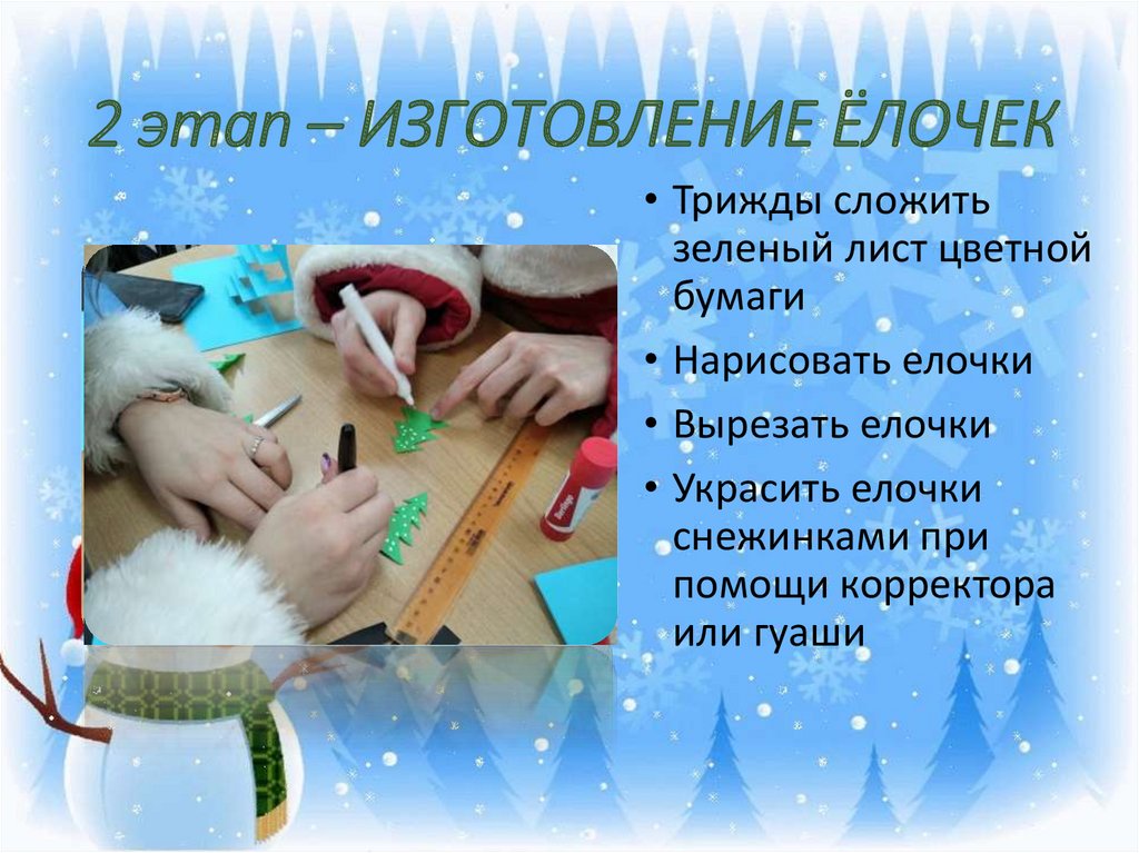 2 этап – ИЗГОТОВЛЕНИЕ ЁЛОЧЕК