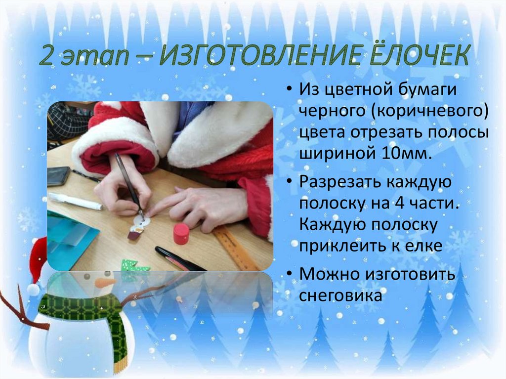 2 этап – ИЗГОТОВЛЕНИЕ ЁЛОЧЕК