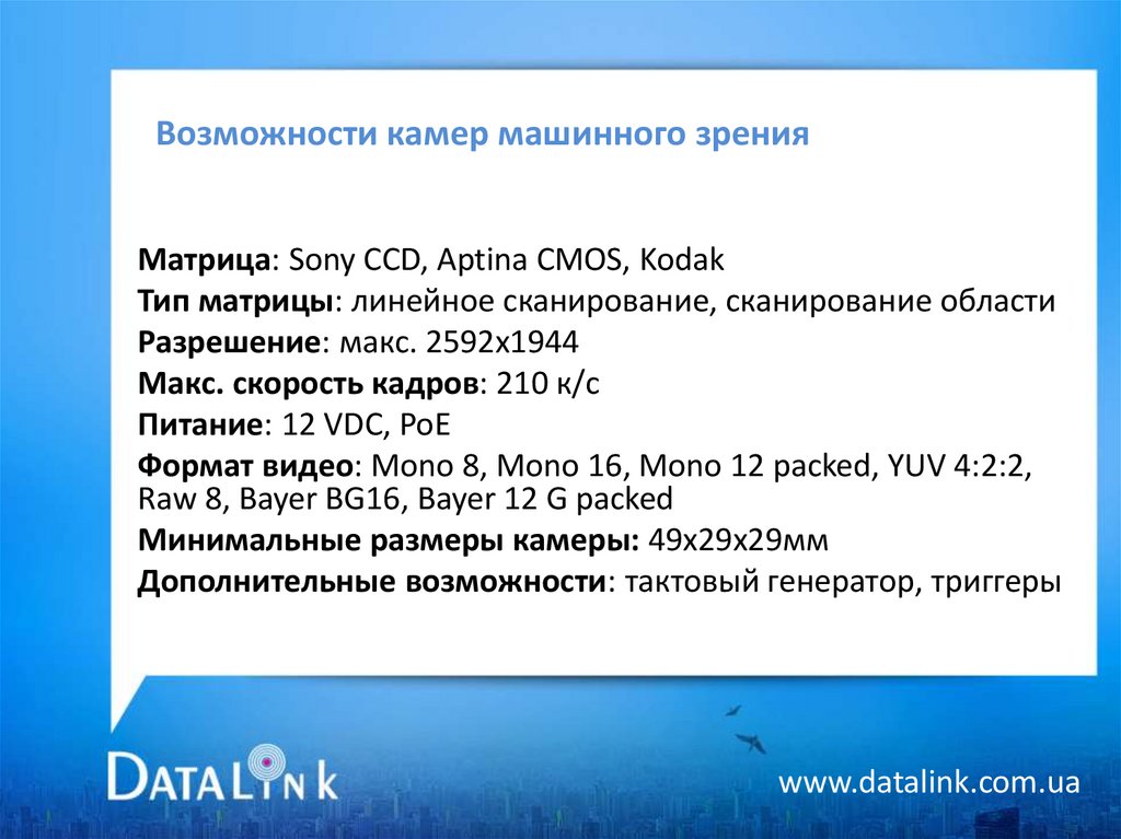 Возможности камер машинного зрения