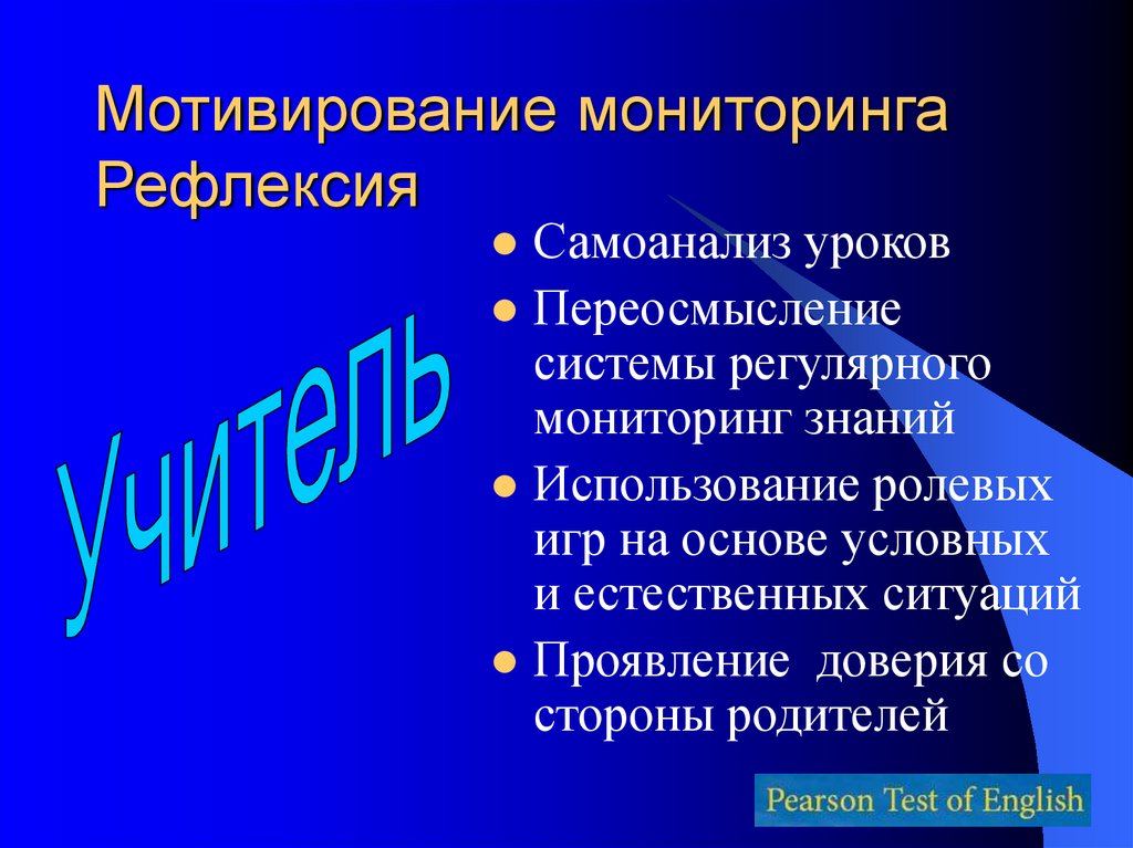 Мотивирование мониторинга Рефлексия