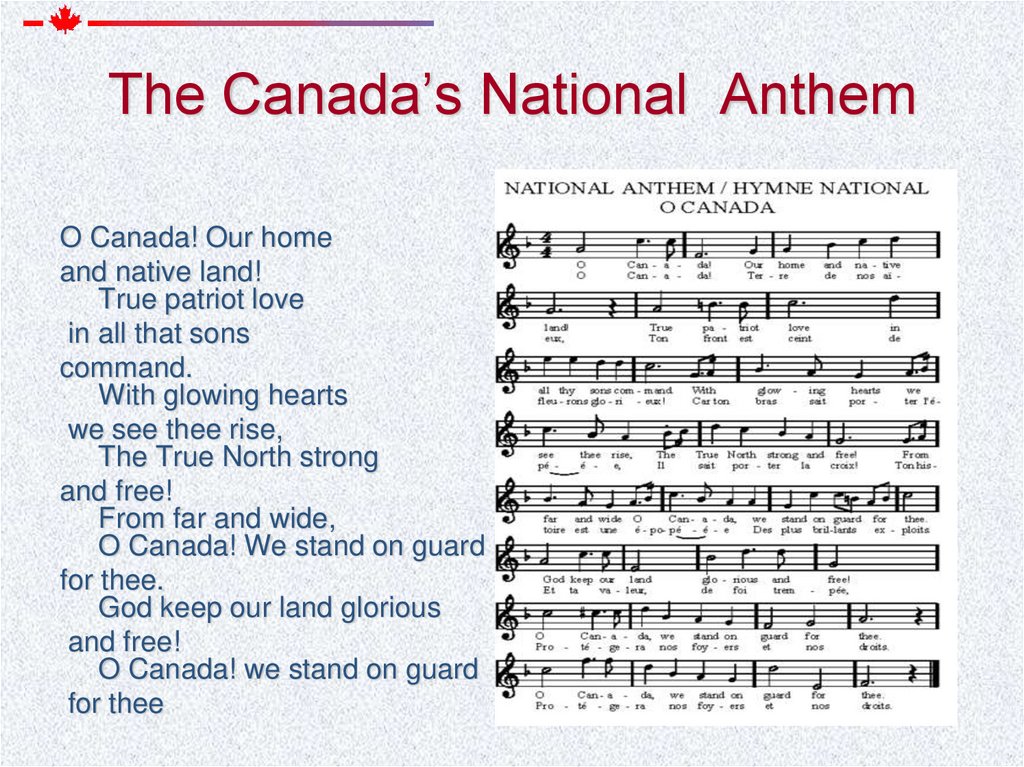 The Canada’s National Anthem