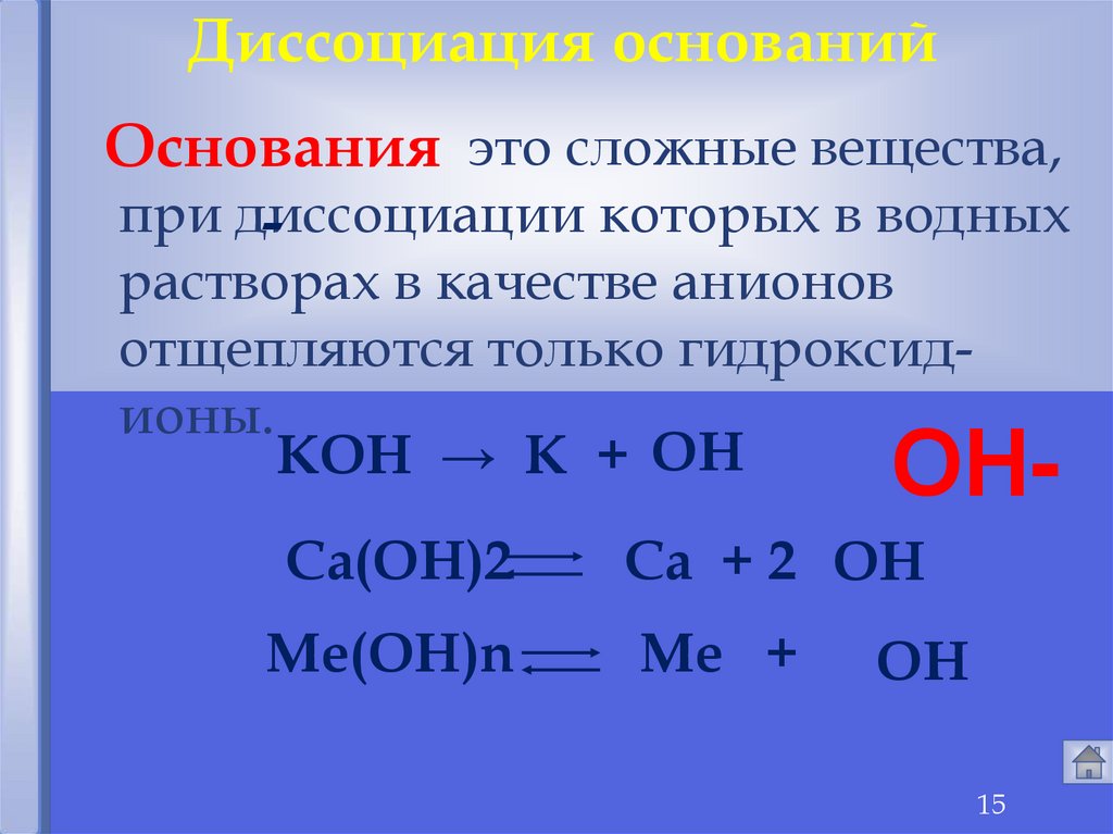 Гидроксид бария h2so4. Основания это сложные вещества при диссоциации которых. Диссоциация гидроксидов. Диссоциация оксидов. Гидроксид ионы.