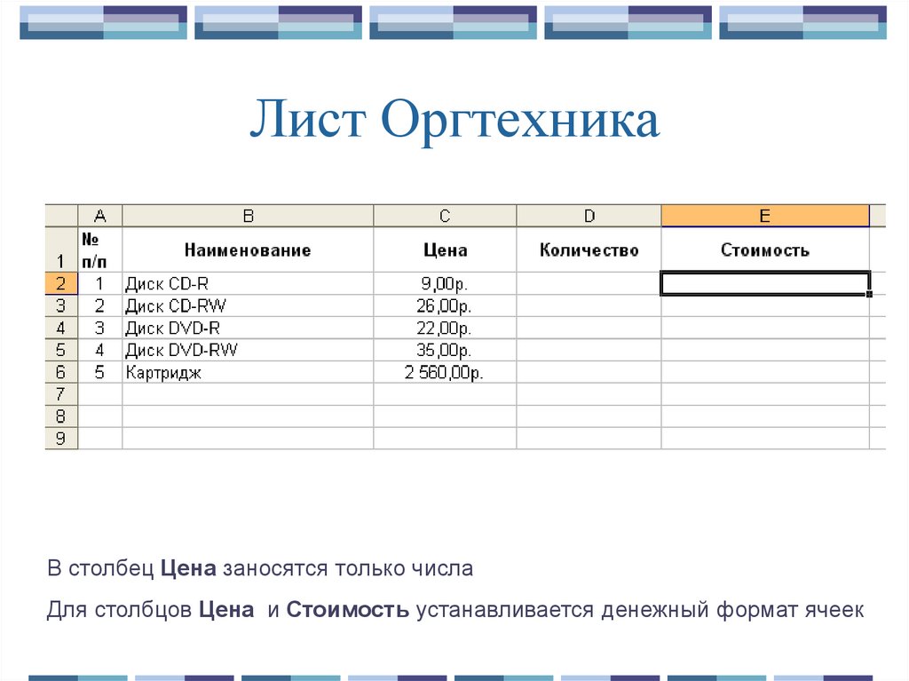 Обработка информации в электронных таблицах презентация