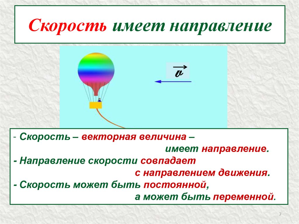 7 скорость. Направление скорости. Скорость механического движения. Направление скорости в физике. Направление движения в физике.