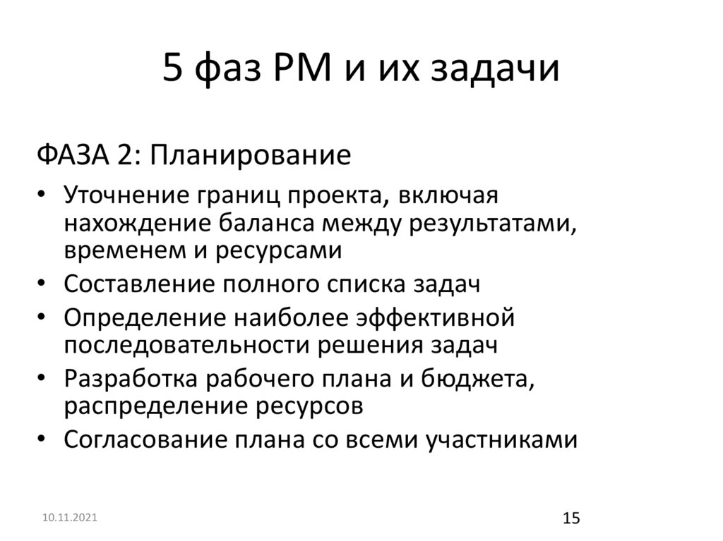 5 фаз PM и их задачи