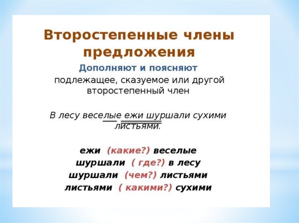 Распространите любое предложение второстепенными членами