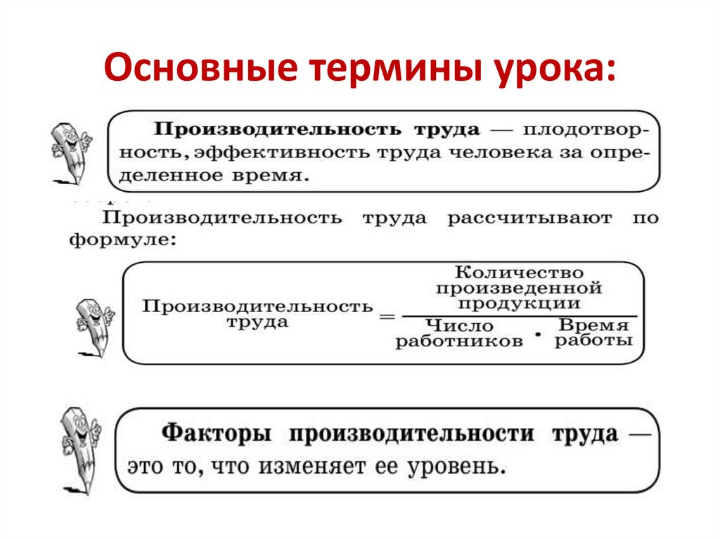 Основные понятия урока. Уроки термин.