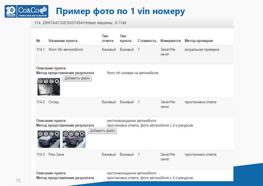Пример фото по 1 vin номеру