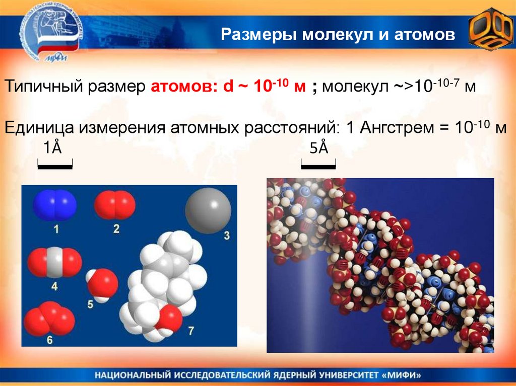 Взаимодействие молекул явления. Размер атома. Характерный размер атома. Потенциальная энергия взаимодействия молекул. Диаметр атома в ангстремах.
