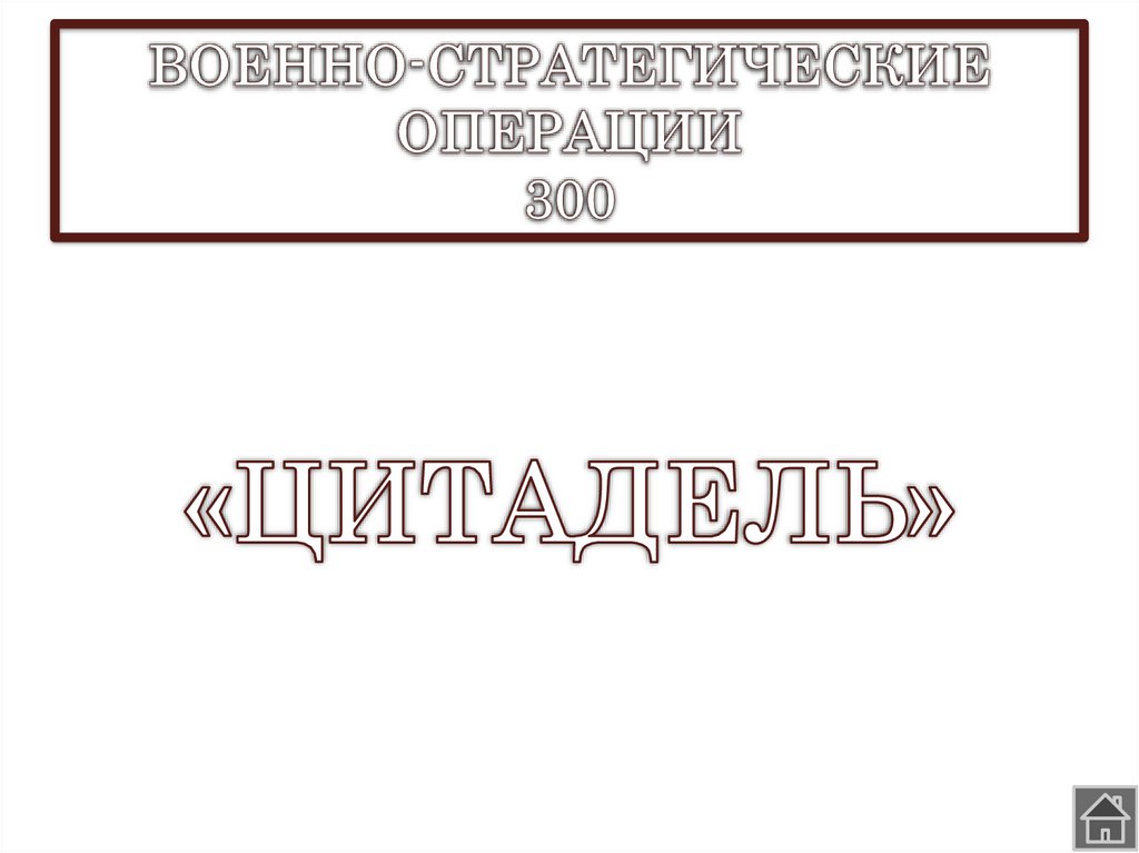 ВОЕННО-СТРАТЕГИЧЕСКИЕ ОПЕРАЦИИ 300
