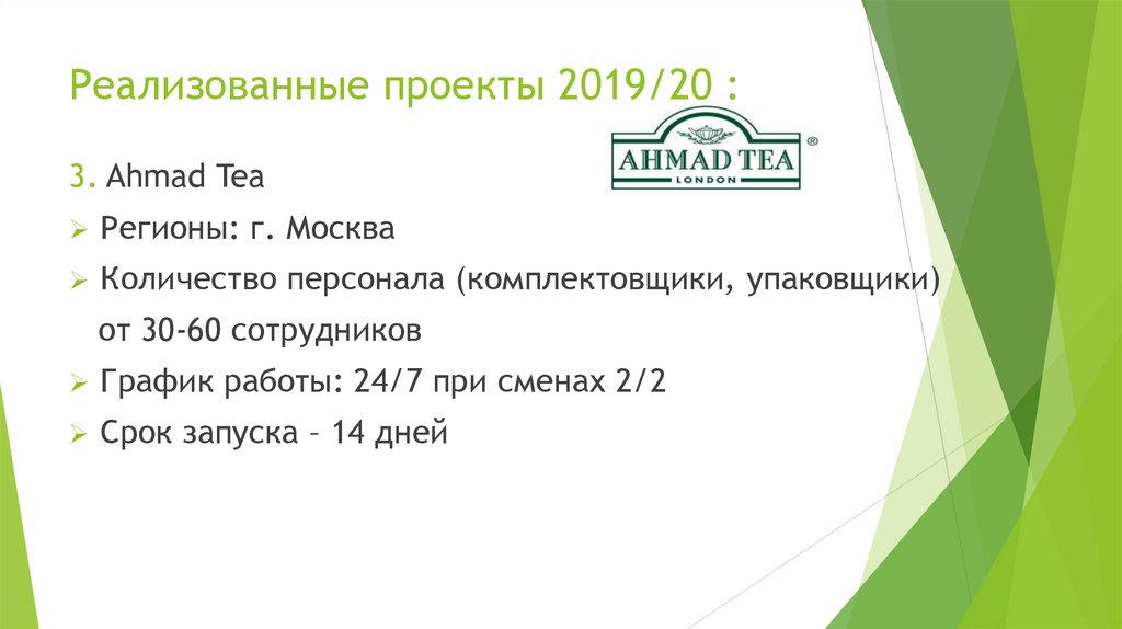 Реализованные проекты 2019/20 :