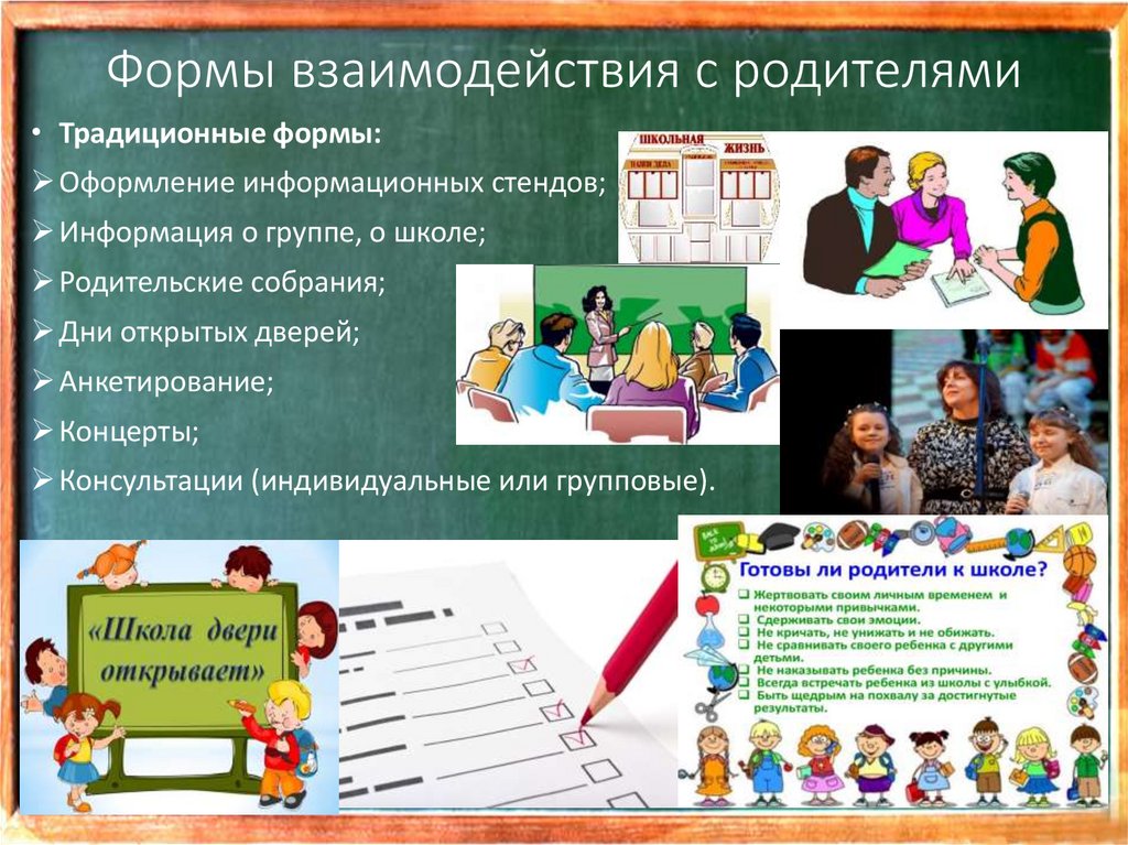 Формы взаимодействия с родителями