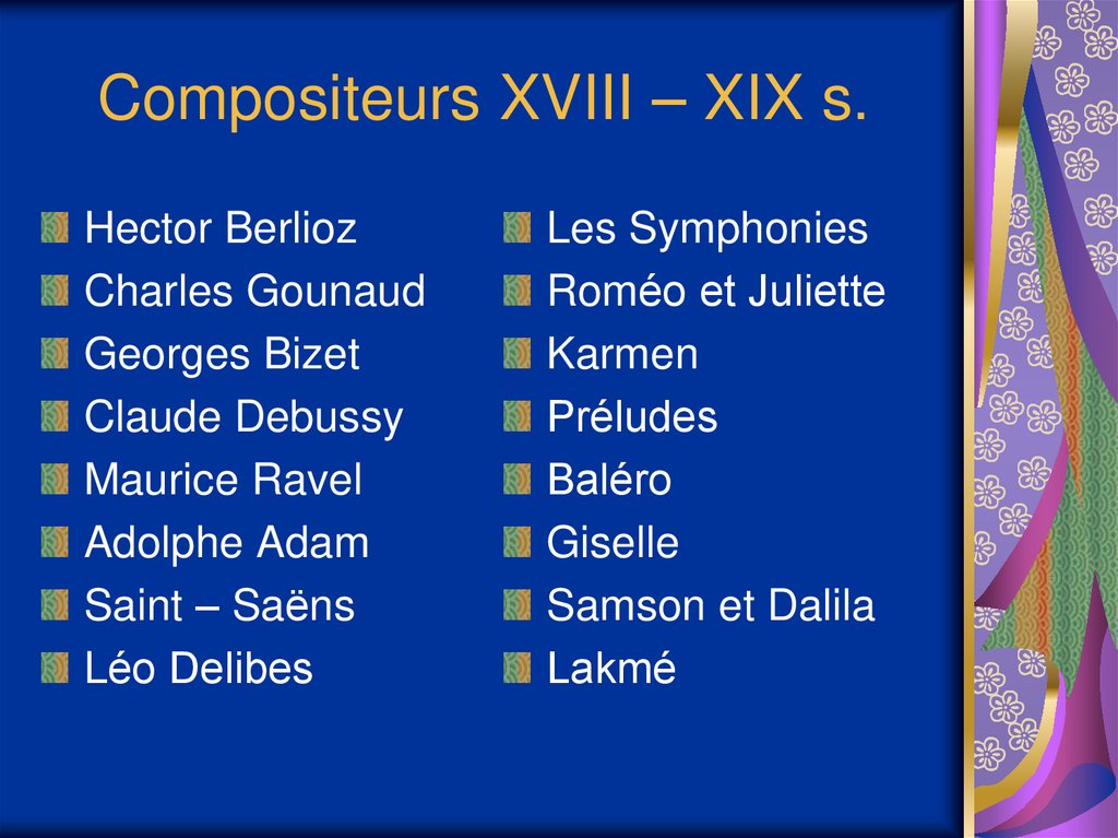 Compositeurs XVIII – XIX s.