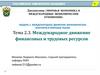 Международное движение экономических факторов и мировые рынки. Международное движение финансовых и трудовых ресурсов