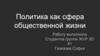 Политика как сфера общественной жизни