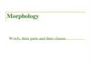 Morphology. Words, their parts and their classes