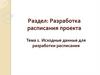Исходные данные для разработки расписания