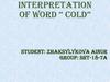 Interpretations of word “Cold”