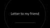 Letter to my friend