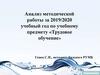 Анализ методической работы за 2019-2020 учебный год по учебному предмету «Трудовое обучение»