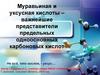 Муравьиная и уксусная кислоты – важнейшие представители предельных одноосновных карбоновых кислот