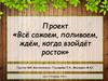 Всё сажаем, поливаем, ждём, когда взойдёт росток