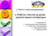 Работа с текстом на уроках русского языка и литературы