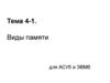 Виды памяти для АСУб и ЭВМб. Тема 4-1