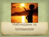 Наблюдаем за солнышком. Игры, эксперименты, поделки