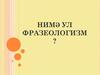 Нимә ул фразеологизм