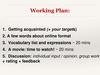 Working Plan